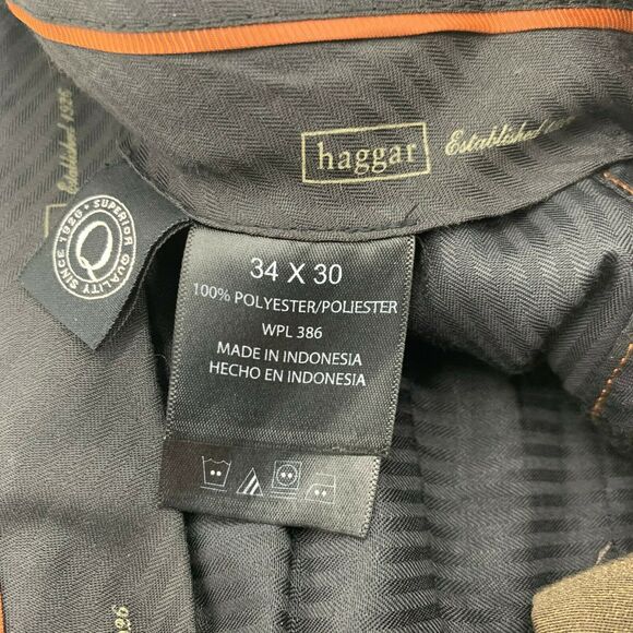 Haggar Brown Flat Front Straight Leg Dress Pants Chinos Men's Size 34x30 - Picture 4 of 7